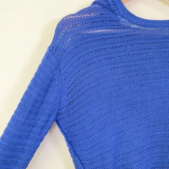 Aritzia Wilfred Free Royal Blue Hooded Open Knit Cashmere  Blend Sweater - Picture 9 of 15